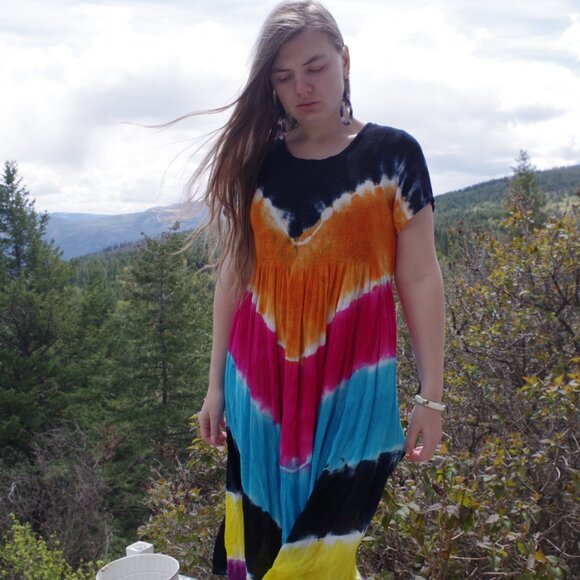 Beautiful Tie-Dye Papa Vancouver Dress Free Size - Picture 1 of 13